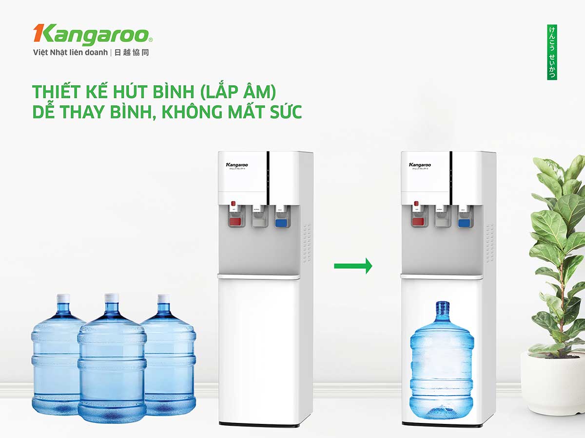 Cây nước nóng lạnh Kangaroo KG59A3 thiết kế hút bình